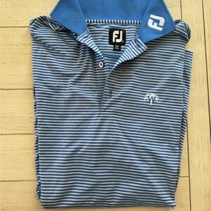 Footjoy Men’s Golf Shirt - Blue Striped - Size Medium